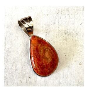 Jay King orange jasper silver pendant